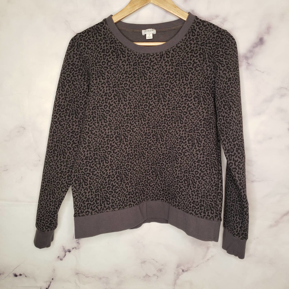 J.Crew Factory Gray Leopard Print Cotton Terry Sw… - image 2